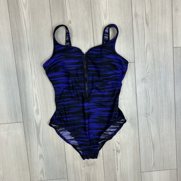 Miraclesuit Size US 12 One Piece Shaping Swimsuit Front Zipper Padded Cups Black - Picture 1 of 9